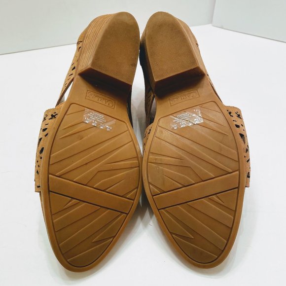 Carlos by Carlos Santana Miranda Brulee Tan Laser Cut Suede Ankle Bootie Sz: 9.5 - Picture 10 of 13